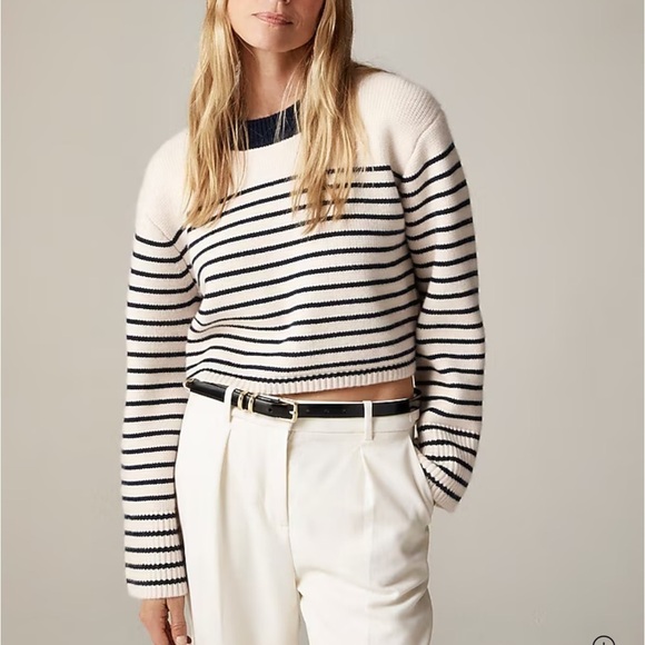 J crew Spring Street ribbed cashmere crewneck sweater in stripe - Picture 2 of 5